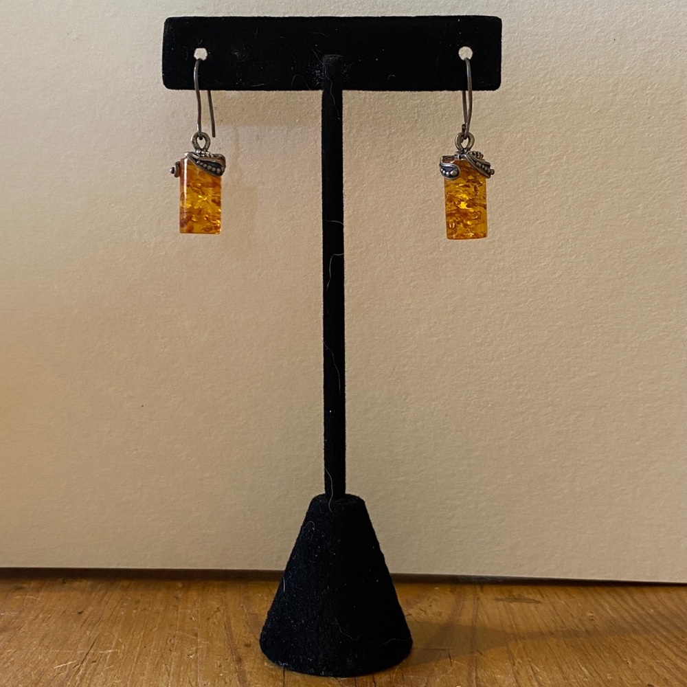 Amber and Silver Earrings